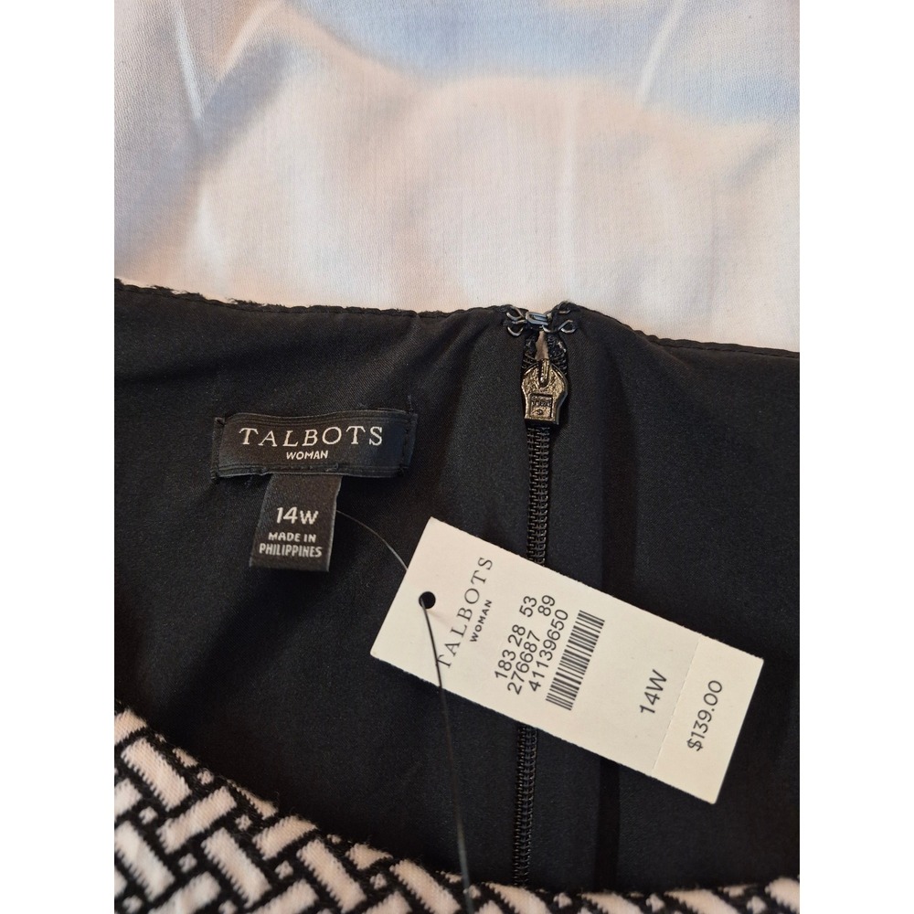 NEW Talbots Woman Black White Geometric Basketweave Sheath Dress 14W Academia - Picture 7 of 8